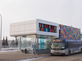 Northgate Transit Centre shining as this little coloured jewel with the windswept parking lots and eight/lanes of traffic on either side. It was never built with the pedestrian in mind," said Don Iveson, on January 2, 2017. Shaughn Butts/Postmedia News