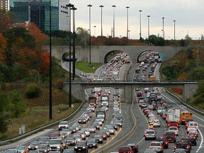 Morning traffic on the Don Valley Parkway (DVP) in Toronto. (Tyler Anderson/Postmedia Network Files)