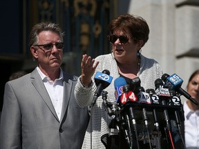 Liz Sullivan and Jim Steinle, the parents of Kate Steinle, who was killed by an undocumented immigrant, speak during a news conference on September 1, 2015 in San Francisco. (Justin Sullivan/Getty Images)