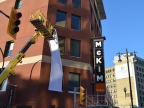 The Crocus Building in downtown Winnipeg has been renamed the McKim Building, after McKim Communications Group. On Wednesday, a new sign denoting the change was unveiled. (MCKIM COMMUNICATIONS GROUP)