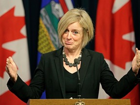 Alberta Premier Rachel Notley speaks at the Alberta Legislature January 11, 2017 about the B.C. government's approval today for Kinder Morgan to triple the capacity of its Trans Mountain pipeline from Alberta to Burnaby. Larry Wong/Postmedia Network