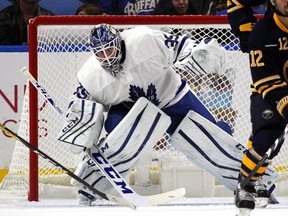 The Maple Leafs dealt goalie Jhonas Enroth to Anaheim late on Tuesday night for a seventh-round pick. (THE ASSOCIATED PRESS)