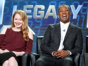 Actors Miranda Otto (L) and Corey Hawkins of the television show '24: Legacy' speak onstage during the FOX portion of the 2017 Winter Television Critics Association Press Tour at Langham Hotel on January 11, 2017 in Pasadena, California. (Photo by Frederick M. Brown/Getty Images)