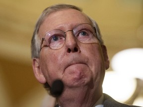 In this Jan. 4, 2017 file photo, Senate Majority Leader Mitch McConnell of Ky., pauses during a news conference on Capitol Hill in Washington. The Republican-led Senate is poised to take a step forward on dismantling President Barack Obama’s health care law despite anxiety among some GOP senators that they still haven’t come up with an alternative. (AP Photo/Cliff Owen, File)