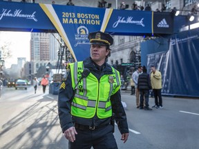 In this image released by CBS Films, Mark Wahlberg appears on the set of the film, "Patriots Day." (Karen Ballard/CBS Films and Lionsgate Films via AP)