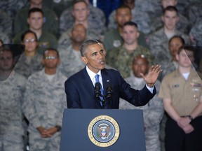 FILE - In this Sept. 17, 2014, file photo, President Barack Obama speaks to military personnel at U.S. Central Command at MacDill Air Force Base in Tampa, Fla. Obama's foreign policy legacy may be defined as much by what he didn't do as what he did. (AP Photo/Phelan M. Ebenhack, File)