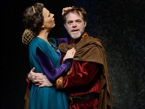Brenda Robins plays Eleanor and Stuart Hughes portrays Henry II in the Grand Theatre production of The Lion In Winter, running until Jan. 28. (MORRIS LAMONT, The London Free Press)