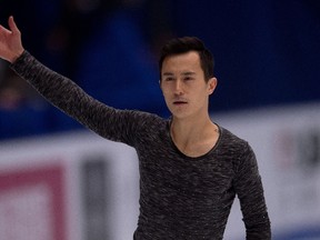 Patrick Chan performs during the men's free skating at the Ice Dance short program at the Cup of China ISU Grand Prix of Figure Skating in Beijing on Nov. 19, 2016. (AFP PHOTO/NICOLAS ASFOURI)