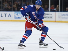 Jimmy Vesey of the New York Rangers. (MICHAEL REAVES/Getty Images)