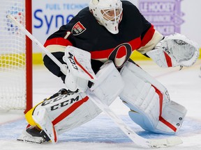 Saturday’s game against the Maples Leafs marked the 18th consecutive appearance for Mike Condon as the super sub for Craig Anderson. (Errol McGihon/Ottawa Sun)