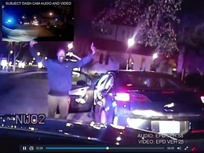 Lawrence Crosby, a doctoral student at Northwestern University, was thrown to the ground after being pulled over by police on Oct. 10, 2015. A woman had called 911 saying it looked like he was stealing his car. (Washington Post video screengrab)