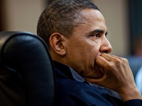 In this handout image provided by The White House, President Barack Obama listens during one in a series of meetings discussing the mission against Osama bin Laden, in the Situation Room of the White House, May 1, 2011 in Washington, D.C. (Pete Souza/The White House via Getty Images)