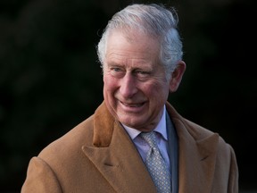 Britain’s Prince Charles leaves after attending a Christmas Day church service at St Mary Magdalene Church in Sandringham, Norfolk, on December 25, 2016. (JUSTIN TALLIS/Getty Images)