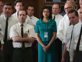 This image released by Twentieth Century Fox shows Taraji P. Henson as Katherine Johnson, centre, in a scene from “Hidden Figures.” (Hopper Stone/Twentieth Century Fox via AP)