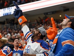 Edmonton fans celebrate at Rogers Place earlier this season. (Ian Kucerak)