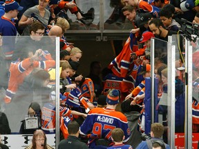 Edmonton Oilers captain Connor McDavid leaves the ice following Sunday's Super Skills competition at Rogers Place. (Larry Wong)