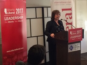 Karen Sevcik, president of the Alberta Liberal Party, speaks at the Royal Glenora Club in Edmonton Sunday, Jan. 15, 2017, to launch the leadership race for the party. Dave Lazzarino / Postmedia