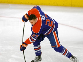 Edmonton Oilers forward Milan Lucic won the hardest shot during the Edmonton Oilers Super Skills competition at Rogers Place in Edmonton on Sunday, Jan. 15, 2017.