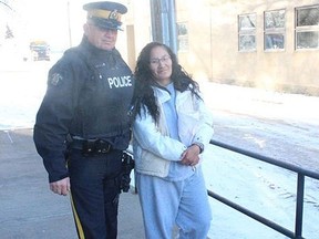 Candace Moostoos leaves Melfort Court of Queen's Bench in Melfort, Sask., on Friday, Dec. 9, 2016. (File Photo)
