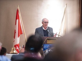 Speech by former mayor Stephen Mandel about the negotiations that led to construction of Rogers Place on January 16, 2017. Photo by Shaughn Butts