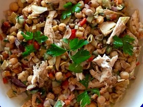 Souvlaki Chicken, Chick Pea & Artichoke Heart Salad