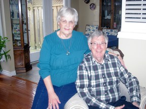 Noreen Holbrough, with husband Carmen Holbrough, who lives with dementia, have become educators and advocates for the Alzheimer Society. HEATHER RIVERS/WOODSTOCK SENTINEL-REVIEW