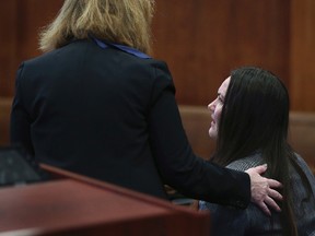Rachelle Bond appears in Suffolk Superior Court with her defence attorney Janice Bassil, left. for pre-trial motions, before Judge Christine Roach, Tuesday, Jan. 17, 2017, in Boston. (Pat Greenhouse/The Boston Globe via AP, Pool)