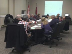 Members of the municipality’s finance committee met at town hall for the second budget meeting on Monday, Jan. 16. JONATHAN JUHA/ STRATHROY AGE DISPATCH/ POSTMEDIA NETWORK