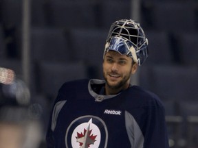 Winnipeg Jets goaltender Ondrej Pavelec at practice in Winnipeg, with the NHL Winnipeg Jets. Tuesday, January 17, 2017. Sun/Postmedia Network  
Chris Procaylo