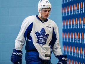 Maple Leafs forward Auston Matthews after a practice at the MasterCard Centre in Toronto on Dec. 27, 2016. (Ernest Doroszuk/Toronto Sun)
