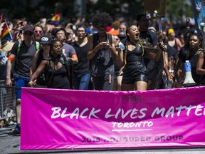 Members of Black Lives Matter march in the 2016 Pride parade held this July in downtown Toronto. (ERNEST DOROSZUK, Toronto Sun)