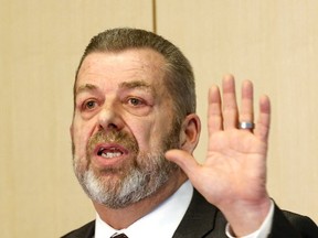 Sam Hammond, President of the Elementary Teachers' Federation of Ontario speaks to media about his upcoming meeting with the education minister on mental health issue is schools on Tuesday January 17, 2017. (MICHAEL PEAKE, Toronto Sun)