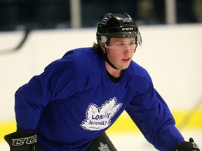 Brandon Glover of the London Nationals skates during drills at practice at the Western Fair sports centre on Tuesday January 17, 2017. Mike Hensen/The London Free Press/Postmedia Network