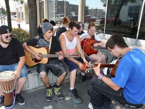 Members of the Sudbury Youth Rocks Program jam in downtown Sudbury in this file photo. Sudbury Star/John Lappa