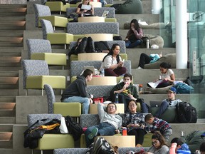University of Alberta students chilling out in the atrium attached to the students union building in Edmonton, Tuesday, January 17, 2017. Ed Kaiser/Postmedia