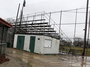 Stan Slack Field at Errol Russell Park. Bleachers and buildings at the park are being demolished over the next few weeks to make way for upgraded amenities. (Tyler Kula/Sarnia Observer)