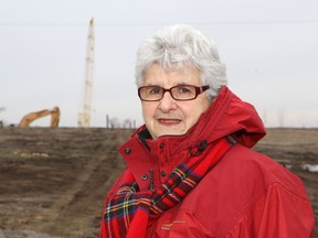 Michele Le Lay, president of the Association to Protect Amherst Island, says initial work on a wind energy project on the island is premature in Stella on Tuesday. (Elliot Ferguson/The Whig-Standard)