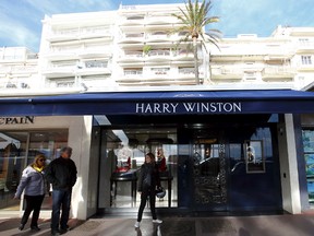 Outside view of the Harry Winston jewelry store in Cannes, southern France, Wednesday, Jan. 18, 2017. (AP Photo)