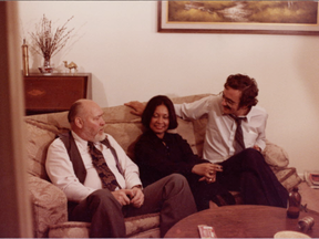Producer-director Les Harris talks with John Sheardown, former immigration officer at the Canadian embassy in Tehran, and his wife Zena during filming of the documentary Escape from Iran: The Inside Story in 1980. John and Zena Sheardown sheltered some of the fleeing American diplomats during the Iranian revolution BRECHIN