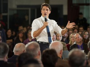 Prime Minister Justin Trudeau speaks during a town hall meeting Tuesday, Jan. 17, 2017 in Sherbrooke, Que. (THE CANADIAN PRESS/Ryan Remiorz)