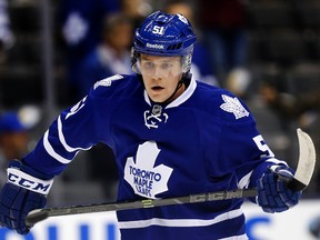 Defenceman Jake Gardiner is expected to play a bigger role for the Maple Leafs with fellow blue-liner Morgan Rielly sidelined. (TORONTO SUN/FILES)