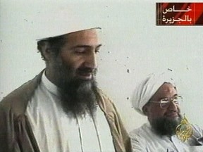 This image taken from video released by Qatar's Al-Jazeera televison broadcast on Friday Oct. 5, 2001 is said to show Osama bin Laden, the prime suspect in the Sept. 11, 2001 terrorist attacks on the U.S., at an undisclosed location. Al-Jazeera did not say whether the image was taken before or after the Sept. 11 attacks or how they obtained it. The Obama administration is releasing the last of three installments of documents belonging to Osama bin Laden that were found in the terrorist’s secret compound in 2011. (AP Photo/Al-Jazeera via APTN)