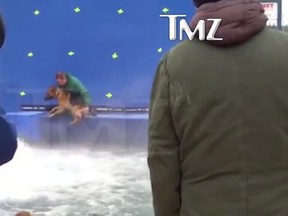 A dog appears to be forced into turbulent water during the filming of "A Dog's Purpose" near Winnipeg in this 2015 handout photo taken from video footage provided to TMZ. A Toronto-based animal law organization has filed animal cruelty complaints over the treatment of a German shepherd on the set of the film "A Dog's Purpose." Animal Justice says footage apparently shot near Winnipeg in November 2015 shows the filmmakers forcing the dog into turbulent water. (THE CANADIAN PRESS/HO-TMZ)