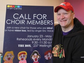 Musician Eric Voice, seen at the H’art Centre, will be forming a choir made up of people who are blind or have vision issues. The Algonquin artist will be using some of his own music. (Michael Lea/The Whig-Standard)