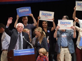 Democratic presidential hopeful Senator Bernie Sanders holds a fundraising reception at the Town Hall in New York September 18, 2015. (TIMOTHY A. CLARY/AFP/Getty Images)