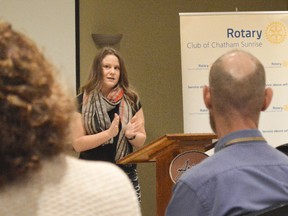 Chelsie Abraham speaks at the Rotary Club of Chatham Sunrise on Jan. 17. Four Rotary Clubs around Chatham-Kent including the RCCS helped fund CK Reads, a new library program encouraging everyone in the community to engage in a shared experience.