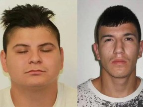 Blake Anderson, 21, of Slave Lake, and 24-year-old Atikameg resident Patrick Letendre are wanted on a charge of second-degree murder stemming from a Jan. 14 incident and are considered to be dangerous and possibly armed. SUPPLIED / EDMONTON