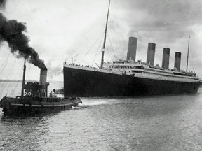 A handout picture received from Southampton City Council on April 4, 2012 shows the Titanic leaving Southampton on her ill-fated maiden voyage on April 10, 1912. (SOUTHAMPTON CITY COUNCIL/Getty Images)