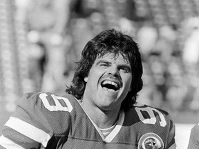 In this Sept. 16, 1984 file photo, Jets' Mark Gastineau reacts at the end of an NFL game against the Bengals in East Rutherford, N.J. Gastineau says he is suffering from several health issues caused from years of playing football. (Bill Kostroun/AP Photo/Files)