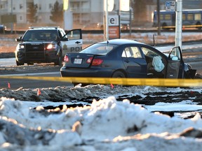 Police investigate a fatal collision on 144 Ave. which they in north Edmonton, Friday, January 20, 2017. (Ed Kaiser)